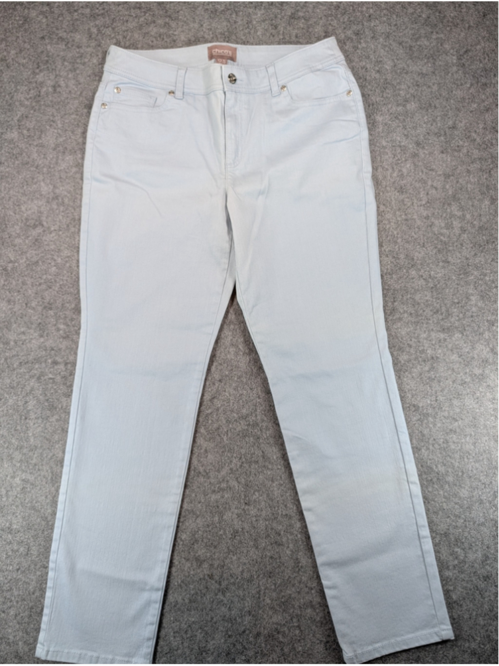 Chico's Size 0.5 (6) So Slimming Girlfriend Ankle Jeans Powder Blue NEW